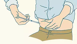 イメージ図：腹部に自己注射する